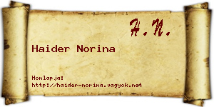 Haider Norina névjegykártya