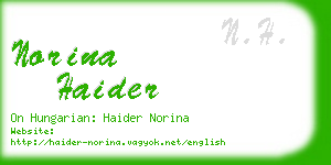 norina haider business card